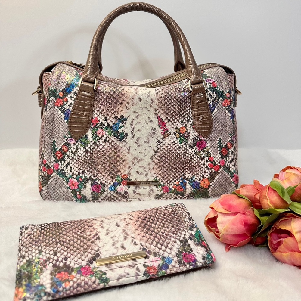 Brahmin multi piaffe Micaela satchel and ady wallet - Picture 1 of 10